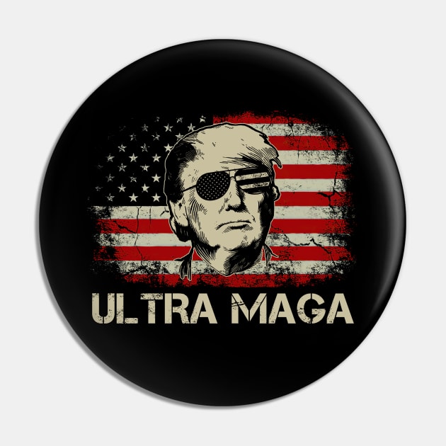 Trump US Flag Ultra Maga Pin by petemphasis