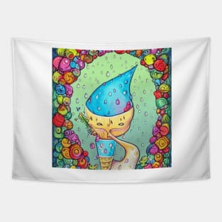 ice cream funny face art Tapestry