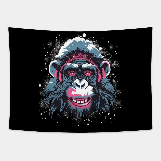 Snow Monkey Smiling Tapestry by JH Mart