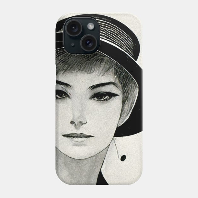 Fashion Sketch Model 1920s Phone Case by Moon Art