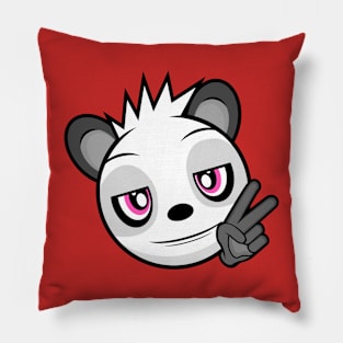 Relaxed Peace Sign Panda Mei Pillow