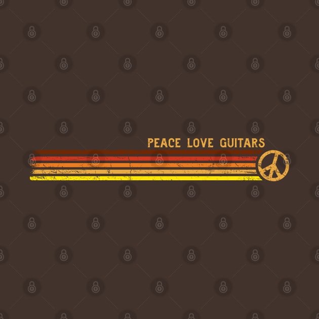 PEACE LOVE GUITARS Sunset Retro Stripes by Jitterfly