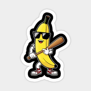 Banana playing baseball fruit lover baseball playser Magnet