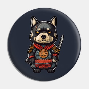 Cute Dog Samurai Knight Pin