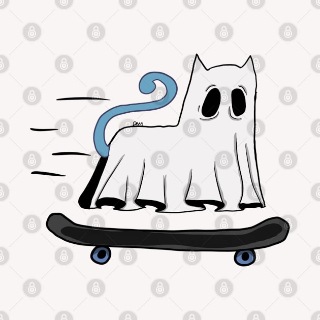 Skateboarding Ghost Cat by Art_by_Devs