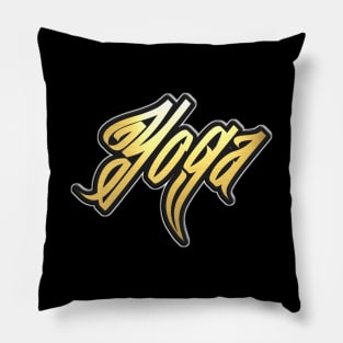 Shiny black and Gold YOGA word ver2 Pillow