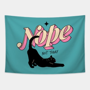 Monday Nope Black Cat in blue Tapestry