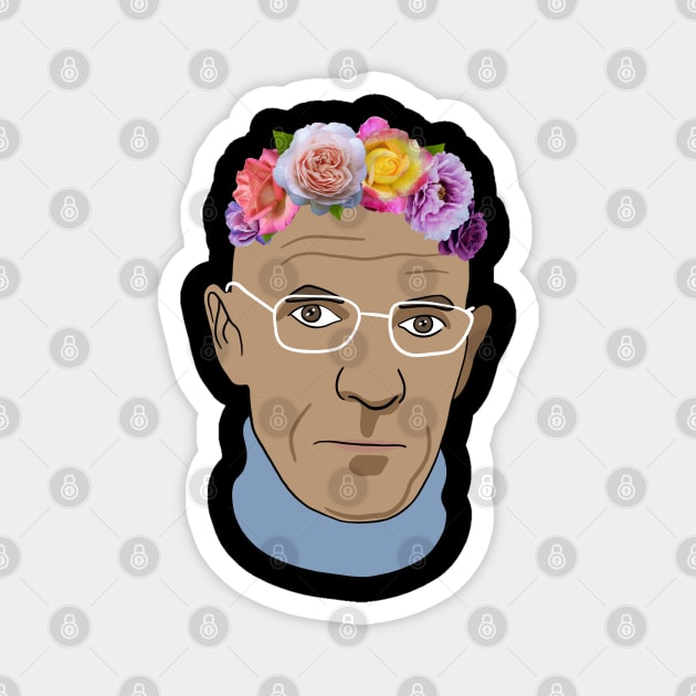 Michel Foucault - Portrait With Flower Crown Magnet by isstgeschichte