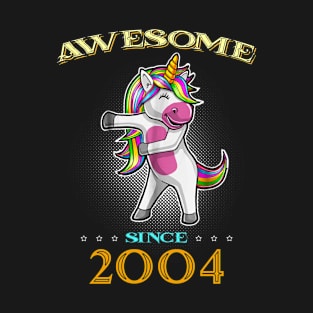 Awesome Since 2004 T Shirt Cute Unicorn Floss Birthday Gift T-Shirt