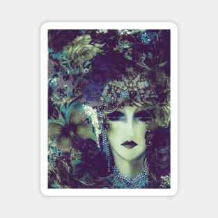 MUTED GREEN BLUE ART DECO FLAPPER COLLAGE Magnet