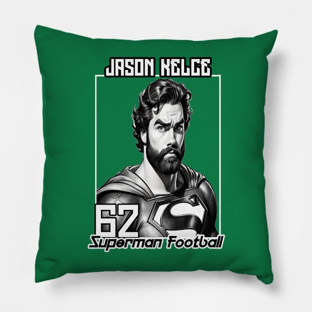 Jason Kelce Superman football Pillow by Human light 