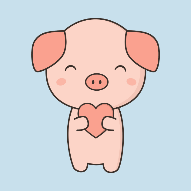 Pig With Kawaii Cute Heart by happinessinatee