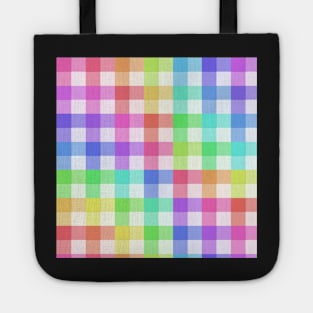 White Rainbow Plaid Tote