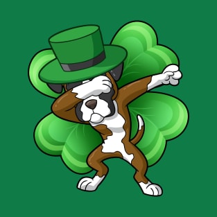 Dabbing Boxer Dog Irish St Patricks Day T-Shirt