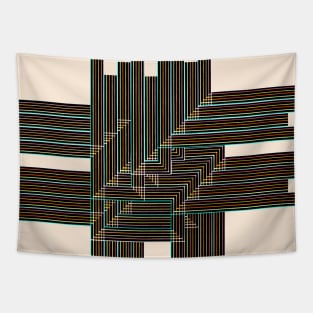 Multyplied parallel and perpendicular hand-drawn color pen lines in beige Tapestry