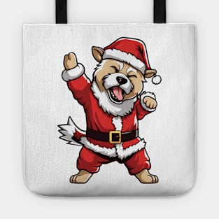 Cartoon Christmas Siberian Husky Dog Dancing Tote