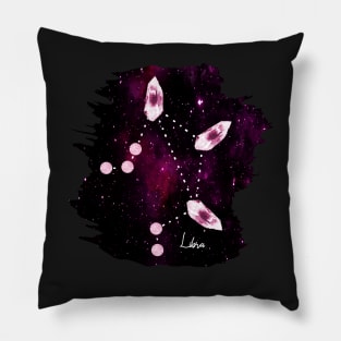 Libra Constellation in Pink Tourmaline - Star Signs and Birth Stones Pillow