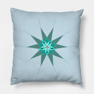 Teal Geometric Flower Pillow