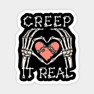 Creep It Real Halloween, Skateboard Halloween, Skeleton Halloween, Skate Skeleton, Skateboarding Gift Magnet