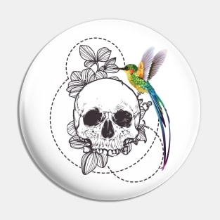 Hummingbird And Skull Pin