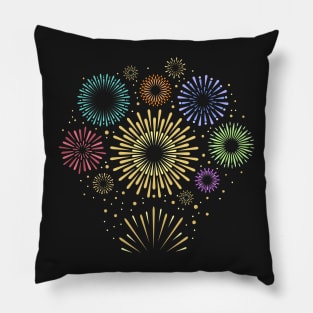 Gold festive fireworks. Holiday pyrotechnics firecracker Pillow