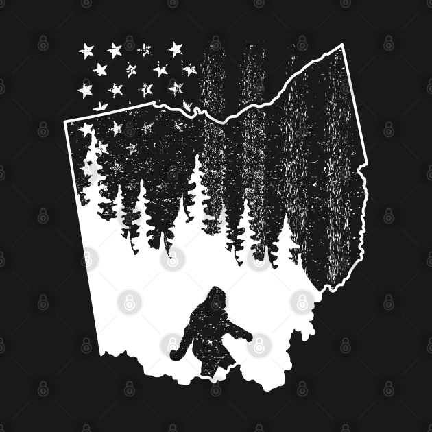 Discover Ohio Bigfoot American Flag - Ohio Bigfoot - T-Shirt