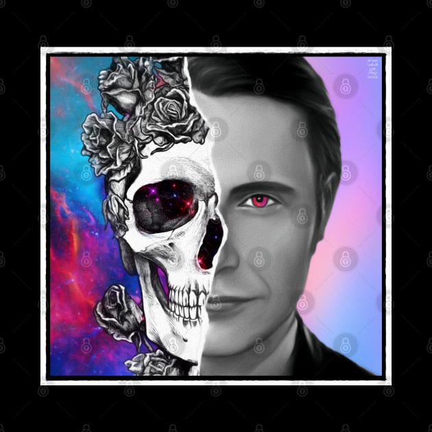 Psychedelic Space Hannibal with Rose Skull by OrionLodubyal