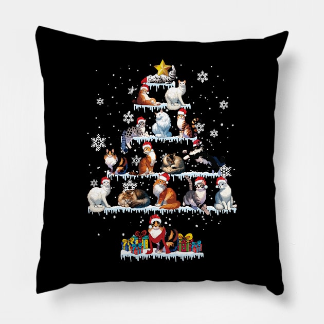 Cat Christmas Tree Pillow by Schoenberger Willard