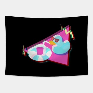 Retro Rubber Duck | 80s Vaporwave | 3d Glasses Tapestry