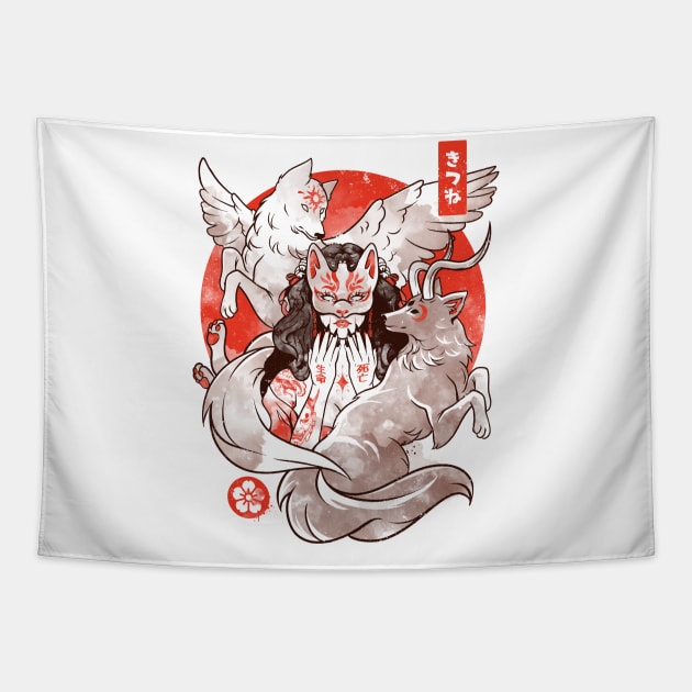 The Fox Yokai - Otaku Japan Animal Art Gift Tapestry by eduely