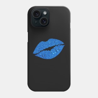 Royal Blue Faux Glitter Lips Phone Case