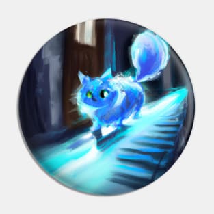 Fluffy Blue Cat Imagines this Long Hallway is a Piano Pin