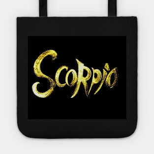 SCORPIO HOROSCOPE, BIRTH SIGN TAROT GOLD INK  ON BLACK Tote