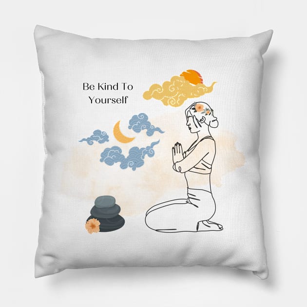 Be Kind To Yourself - Peach Cloud Pillow by AtHomeNinjaKeisha