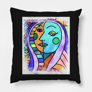 lady cubism Pillow