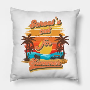 Schools out for summer Retro quote groovy teacher vacation Pillow