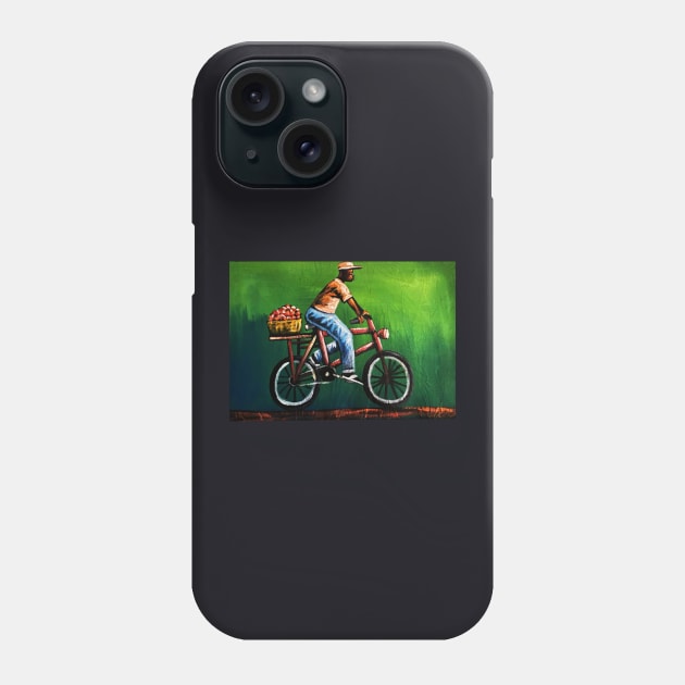 African Man riding Bicycle, African Artwork Phone Case by dukito