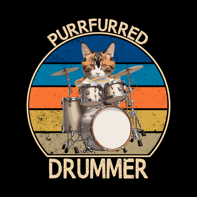 PurrFurred Drummer Funny Cat Playing Drums by DonnaPeaches