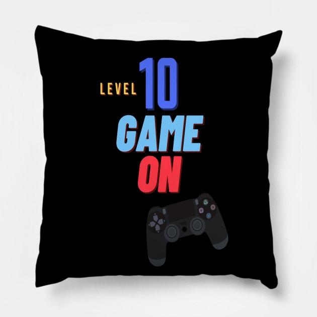 Level 10 unlocked game on gamer birthday Pillow by kickstart