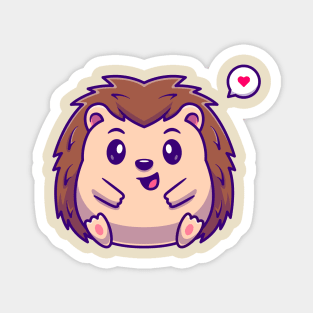 Cute Hedgehog Sitting Cartoon Magnet