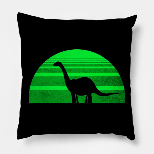 Dino Sunset (green) Pillow by betterblue