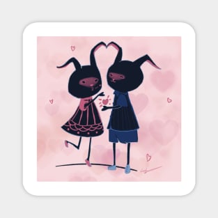 Lovely couple - black rabbit Magnet