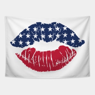 Red White Blue Lips Independence Day Patriotic Family Tapestry