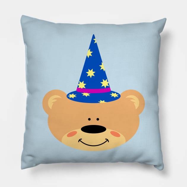 Teddy bear with Wizzard Hat Pillow by schlag.art