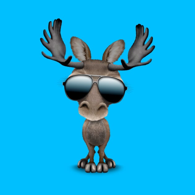 Cute Baby Moose Wearing Sunglasses by jeffbartels