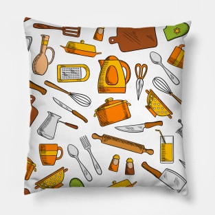 Cute Chef Kitchen Essentials Pattern Pillow