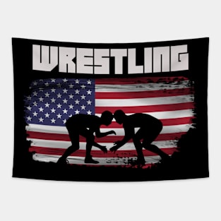 Wrestling USA Flag Tapestry