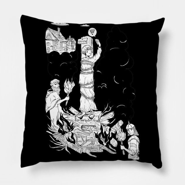 Funny Satanic Ritual Meme Pillow by Scullenary