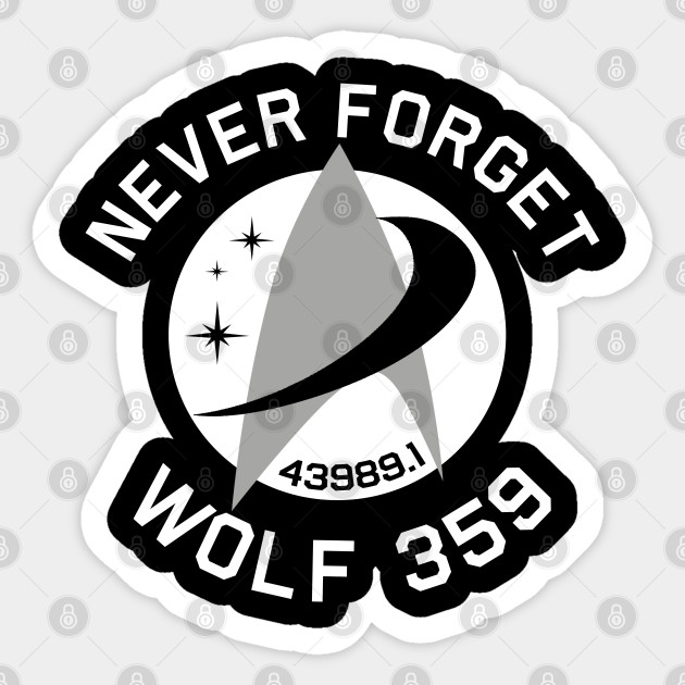 Never Forget Wolf 359 Star Trek Sticker Teepublic 