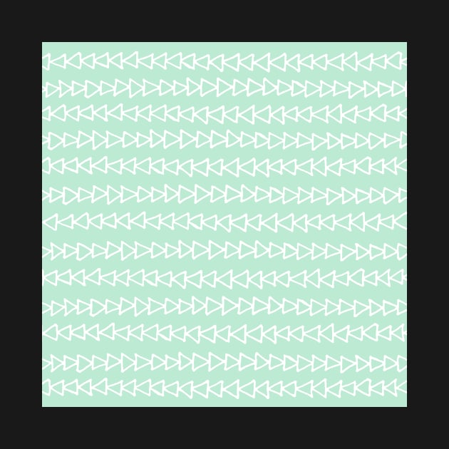 Mint Green and White Hand Drawn Triangles Pattern by dreamingmind